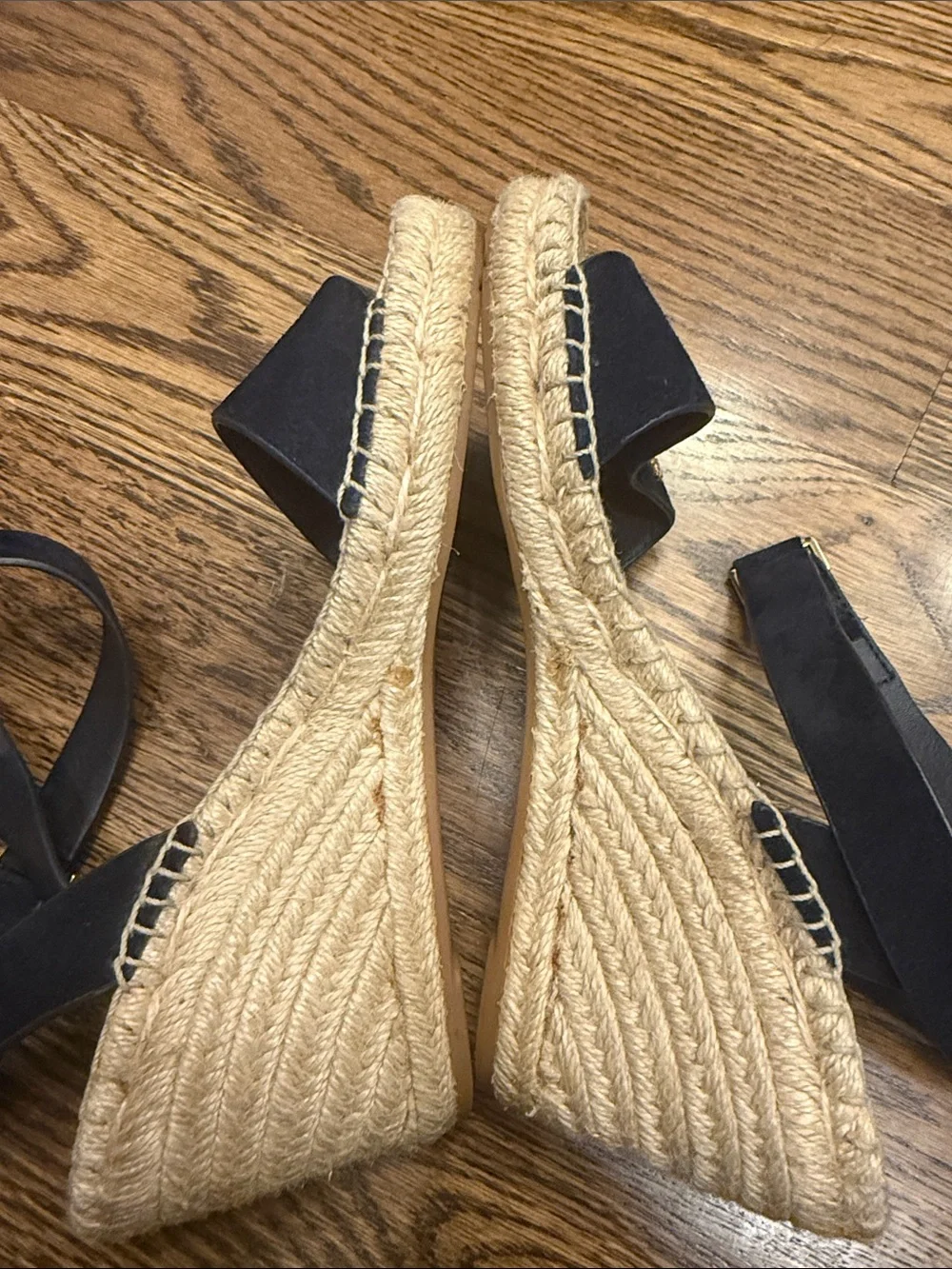 Tory Burch Navy Suede Espadrille Wedge Sandals
